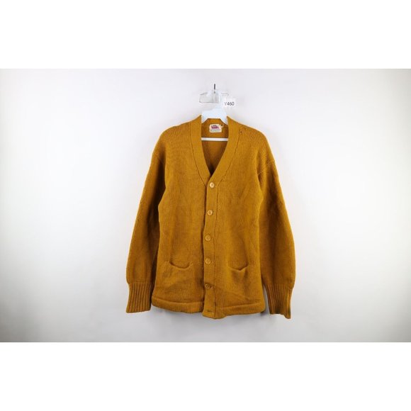 Vtg 50s 60s Streetwear Mens M Heavyweight Wool Knit Varsity Cardigan Sweater USA